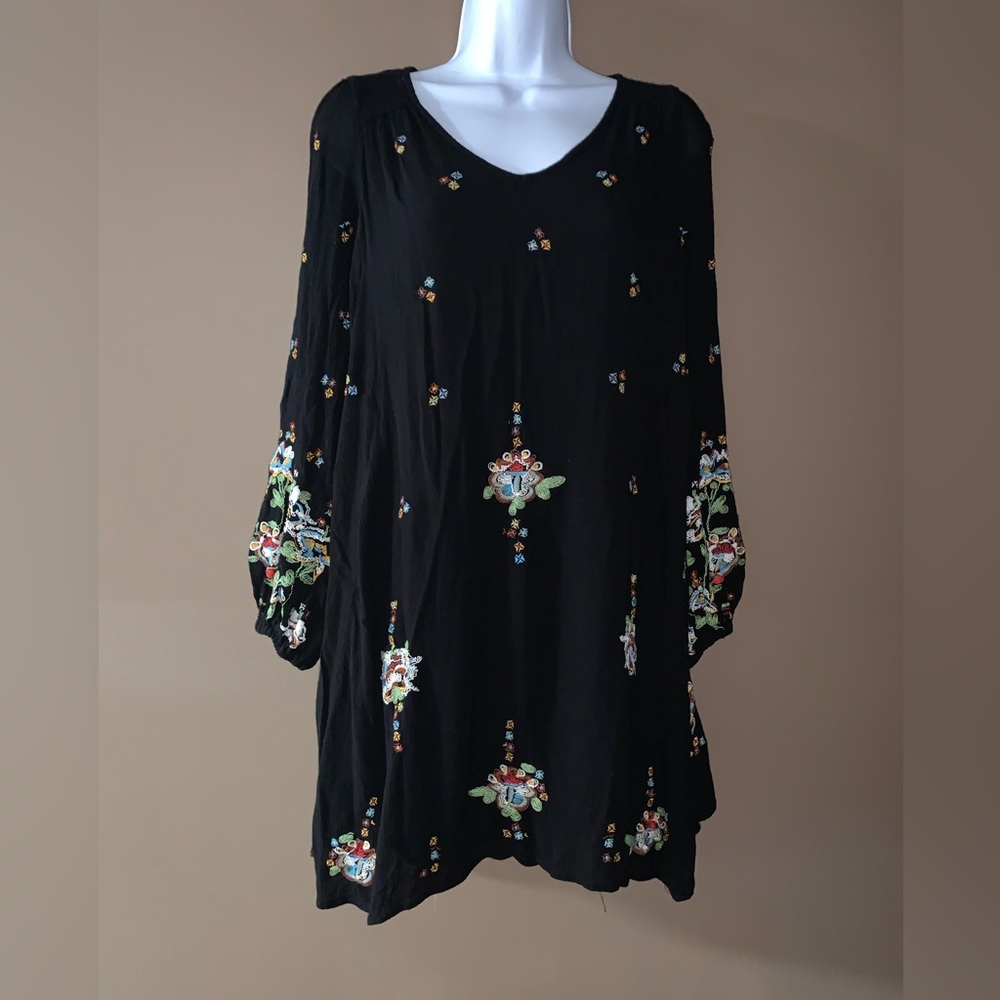 Free People Anthropologie boho dress size XS extra small embroidered